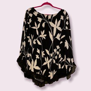 Alfani Black & White Floral with Ruffle Detail